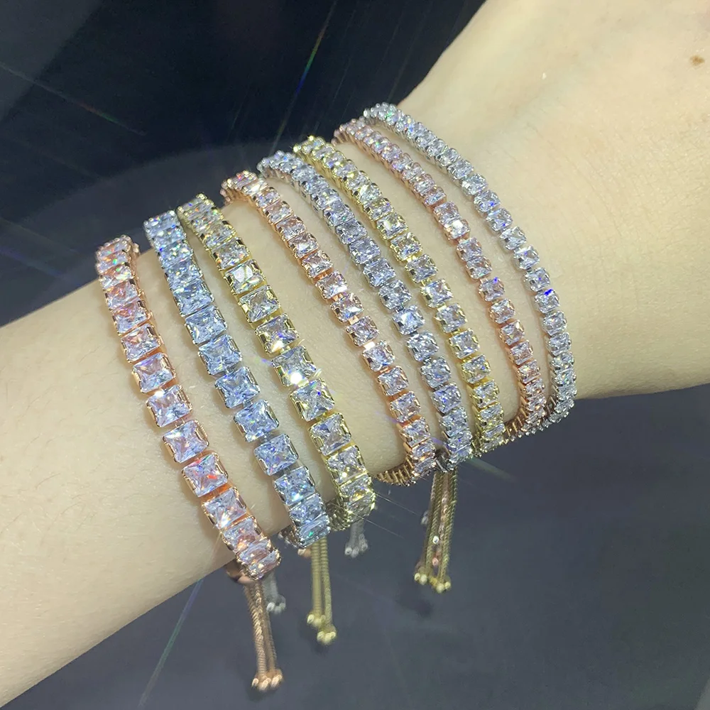 Adjustable Various Size Tennis Bracelet For Women Geometric Clear Zircon Wedding Party Jewellry Drop Shipping Items 2024 DZH007