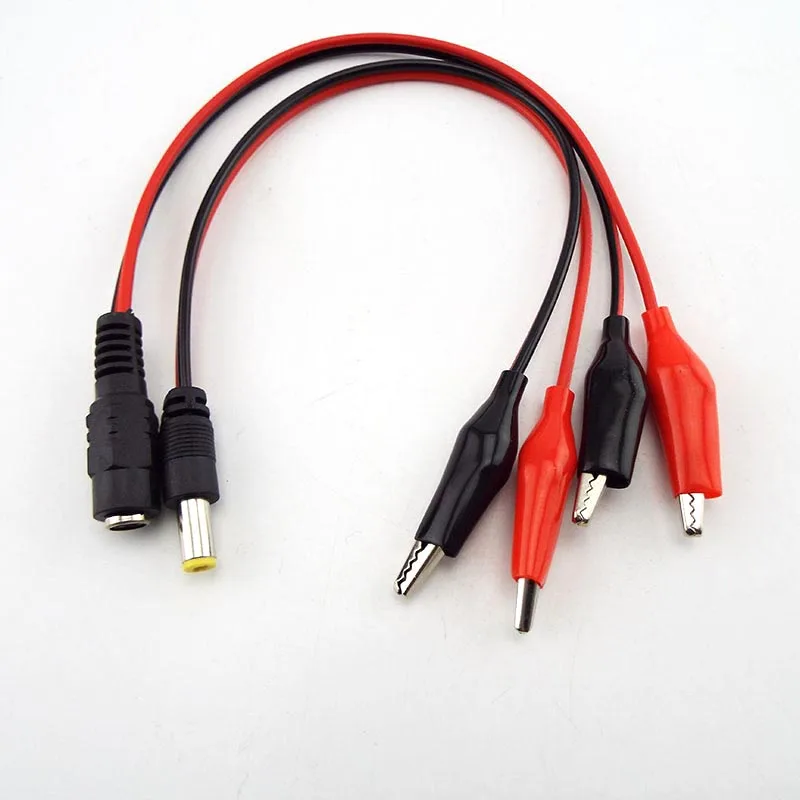 5.5MM 2.1MM Alligator Clip DC Power Male Female Test Lead Cable Crocodile Wire Connector To Male 25cm