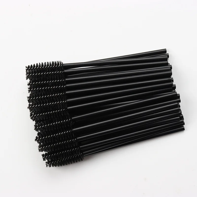 HOT 50 Pcs Disposable Hollow Rod Mascara Brush Eyebrow Eye Lash Black Wand Brushes Eyelash Extension Women Makeup Tools