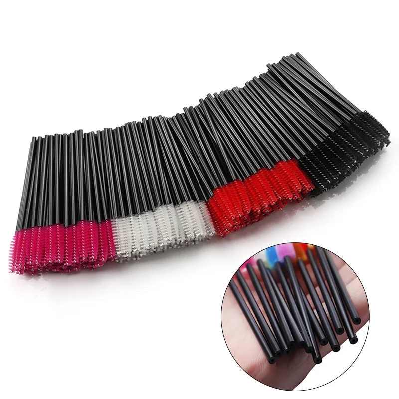 HOT 50 Pcs Disposable Hollow Rod Mascara Brush Eyebrow Eye Lash Black Wand Brushes Eyelash Extension Women Makeup Tools