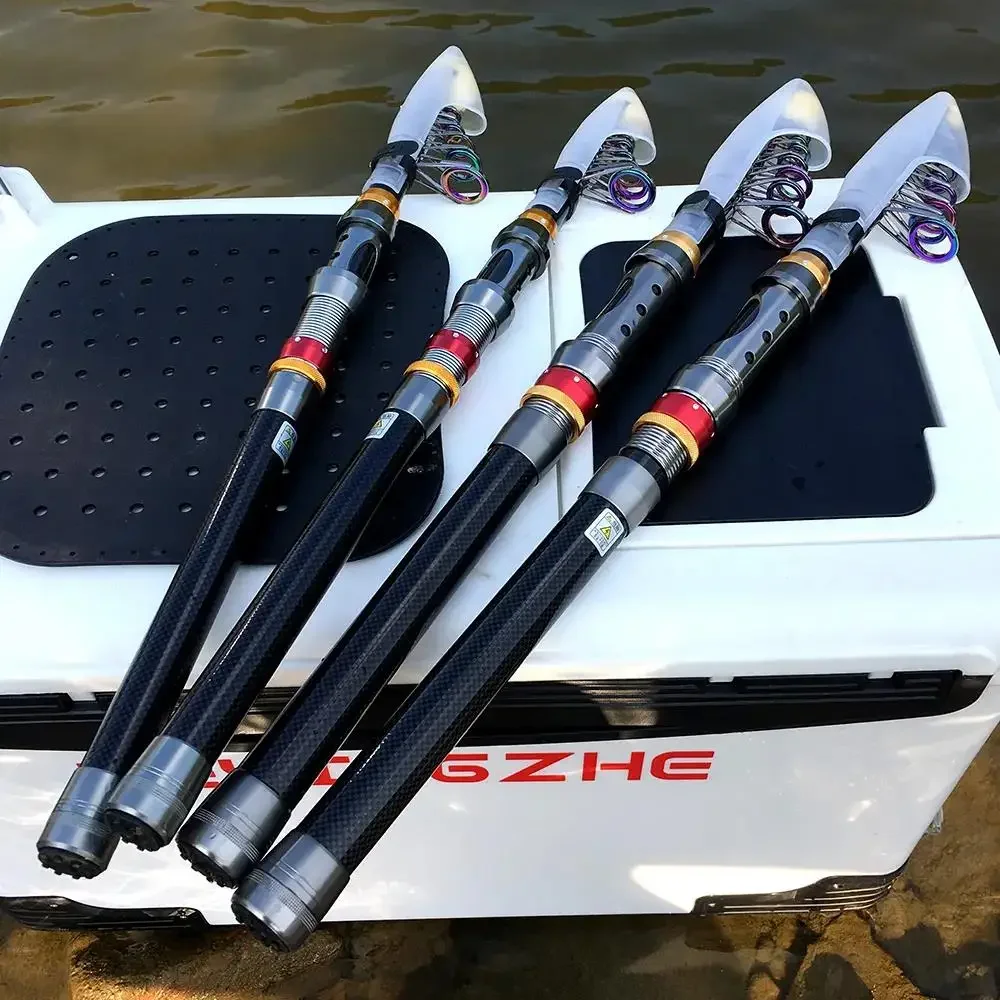 GHOTDA Light Telescopic Fishing Rod Portable Short Spinning Rods Carbon Fiber Super Hard 1.8M 2.1M 2.4M 2.7M 3.0M 3.6M