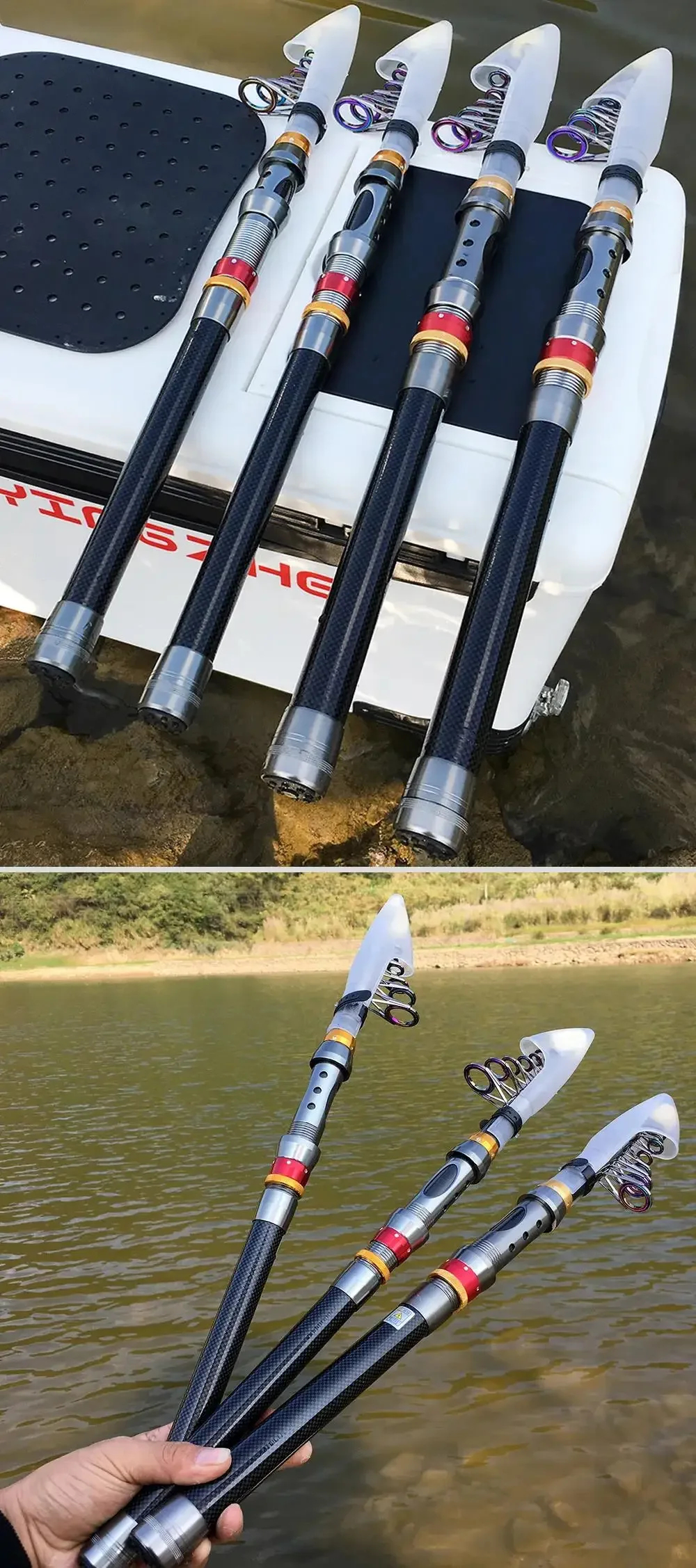 GHOTDA Light Telescopic Fishing Rod Portable Short Spinning Rods Carbon Fiber Super Hard 1.8M 2.1M 2.4M 2.7M 3.0M 3.6M