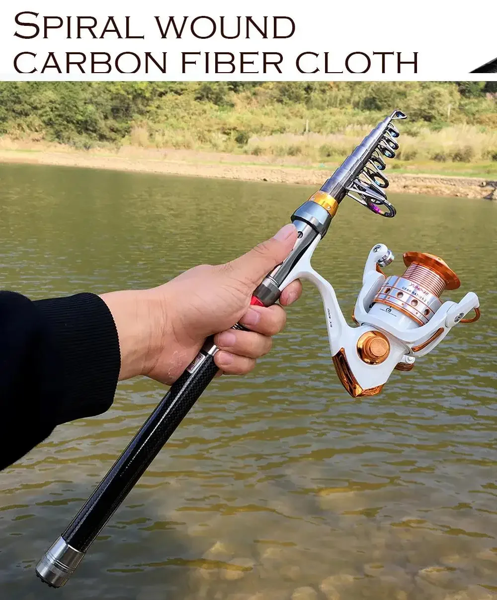 GHOTDA Light Telescopic Fishing Rod Portable Short Spinning Rods Carbon Fiber Super Hard 1.8M 2.1M 2.4M 2.7M 3.0M 3.6M