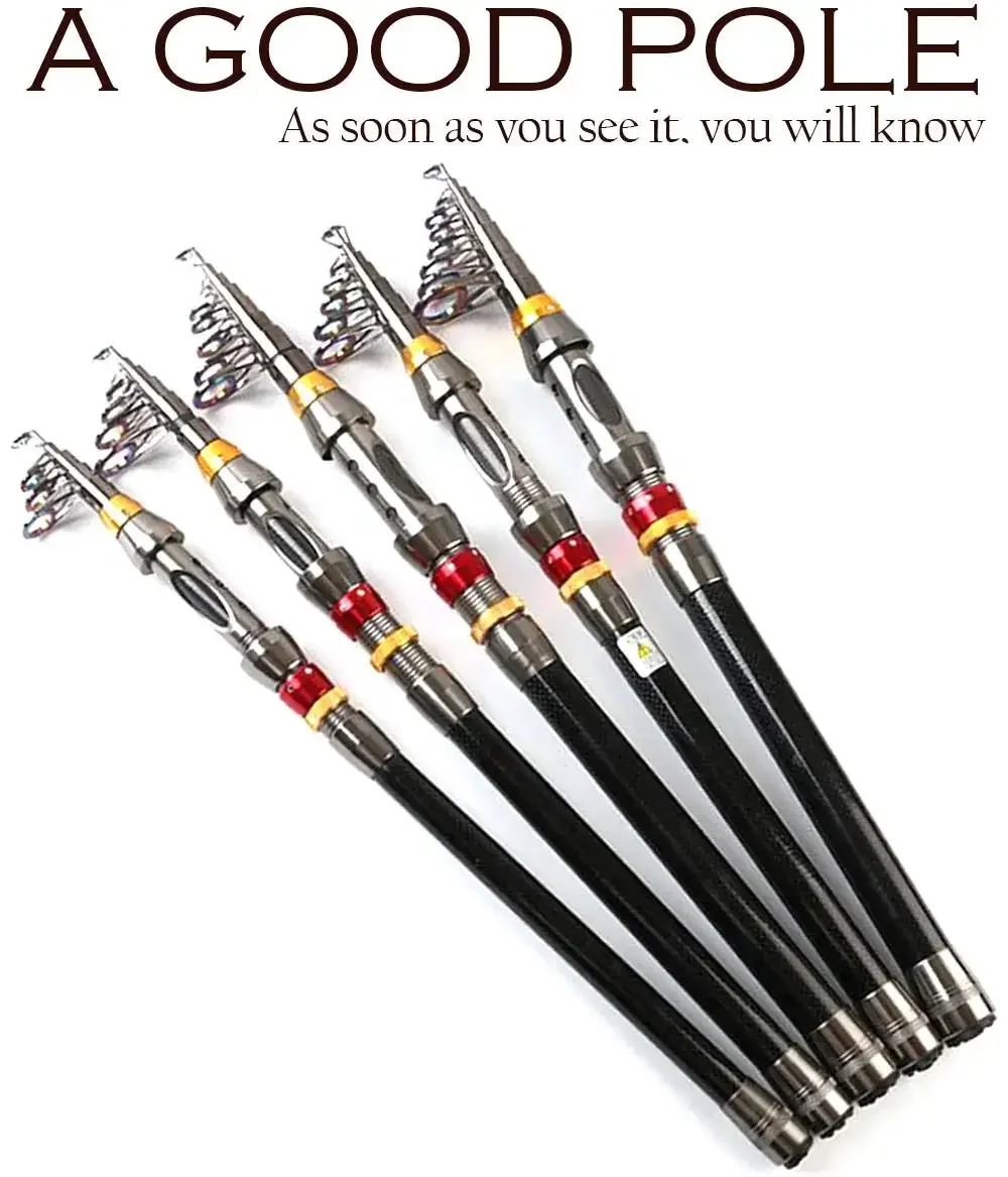 GHOTDA Light Telescopic Fishing Rod Portable Short Spinning Rods Carbon Fiber Super Hard 1.8M 2.1M 2.4M 2.7M 3.0M 3.6M