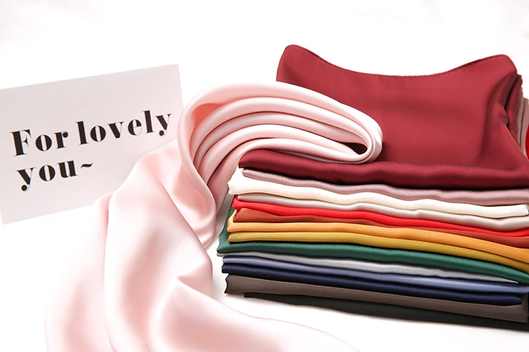 Fashion Solid Kerchief Women Head Scarf For Hair Pink Green White Silk Neck Scarfs Female 70cm*70cm Square Bandanas Lady Scarves