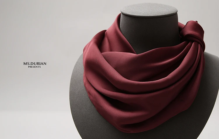 Fashion Solid Kerchief Women Head Scarf For Hair Pink Green White Silk Neck Scarfs Female 70cm*70cm Square Bandanas Lady Scarves