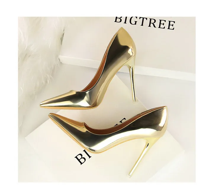 BIGTREE Shoes Woman Pumps Patent Leather High Heels Shoes Women Basic Pump Wedding Shoes Female Stiletto Women Heel Plus Size 43
