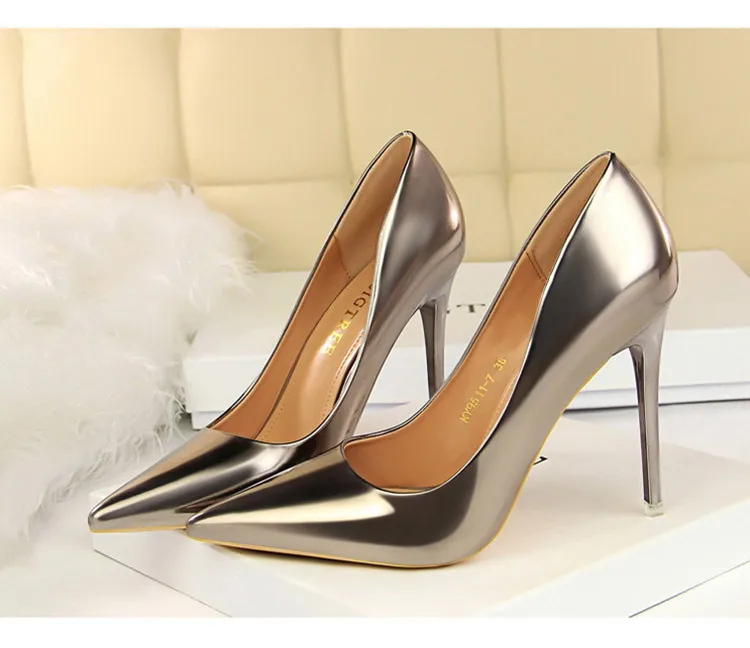 BIGTREE Shoes Woman Pumps Patent Leather High Heels Shoes Women Basic Pump Wedding Shoes Female Stiletto Women Heel Plus Size 43
