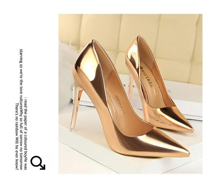 BIGTREE Shoes Woman Pumps Patent Leather High Heels Shoes Women Basic Pump Wedding Shoes Female Stiletto Women Heel Plus Size 43