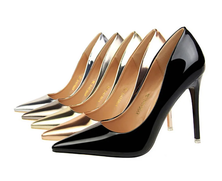 BIGTREE Shoes Woman Pumps Patent Leather High Heels Shoes Women Basic Pump Wedding Shoes Female Stiletto Women Heel Plus Size 43
