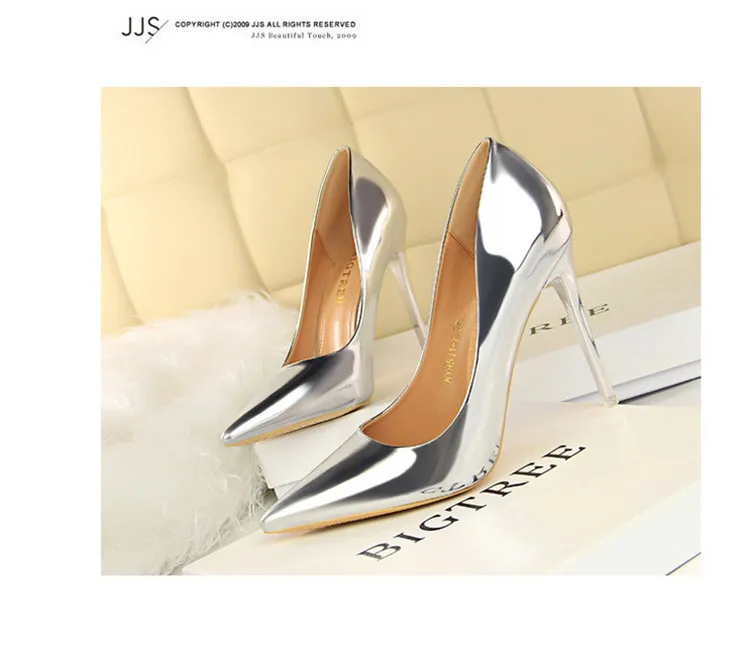 BIGTREE Shoes Woman Pumps Patent Leather High Heels Shoes Women Basic Pump Wedding Shoes Female Stiletto Women Heel Plus Size 43