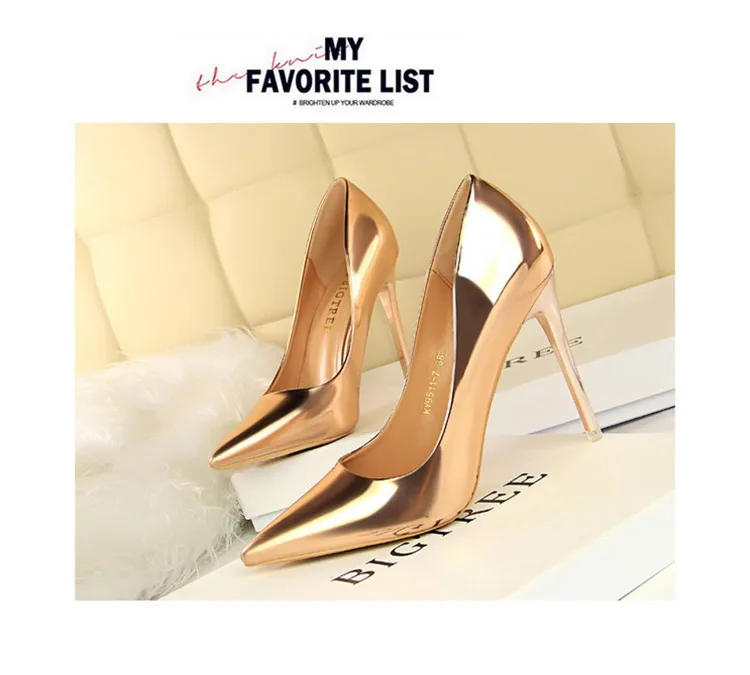 BIGTREE Shoes Woman Pumps Patent Leather High Heels Shoes Women Basic Pump Wedding Shoes Female Stiletto Women Heel Plus Size 43