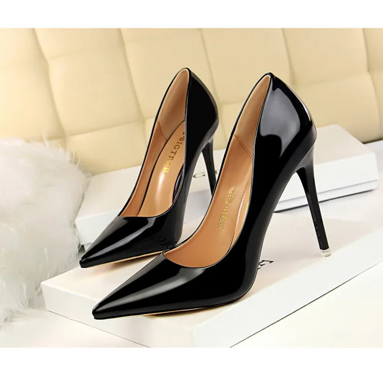 BIGTREE Shoes Woman Pumps Patent Leather High Heels Shoes Women Basic Pump Wedding Shoes Female Stiletto Women Heel Plus Size 43