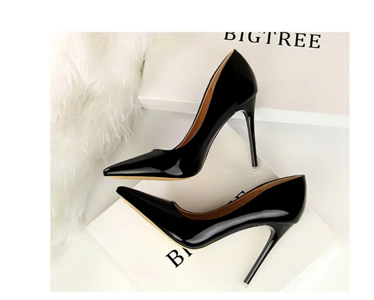 BIGTREE Shoes Woman Pumps Patent Leather High Heels Shoes Women Basic Pump Wedding Shoes Female Stiletto Women Heel Plus Size 43