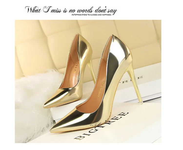 BIGTREE Shoes Woman Pumps Patent Leather High Heels Shoes Women Basic Pump Wedding Shoes Female Stiletto Women Heel Plus Size 43