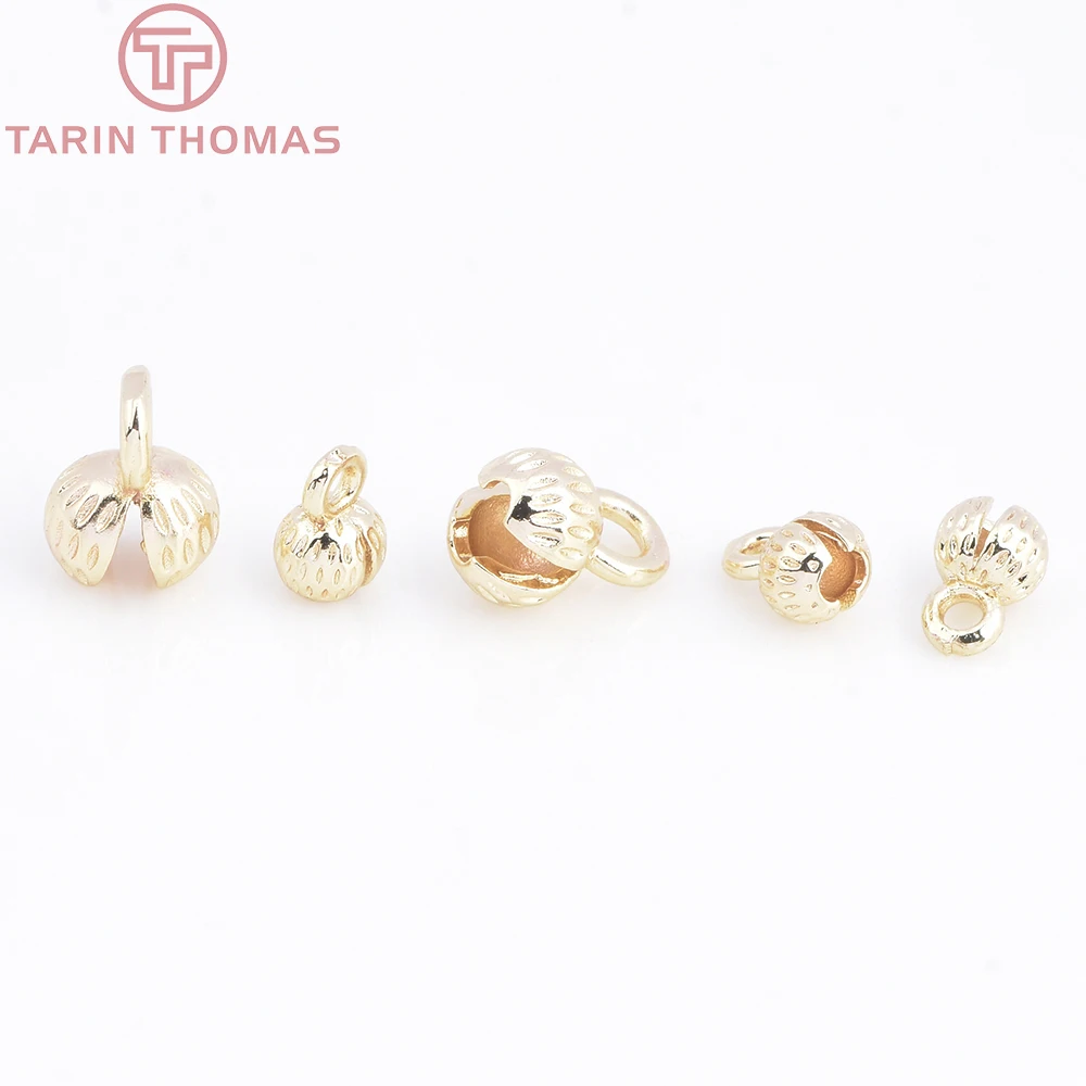 (3330)20PCS 4.3x7.5MM 24K Gold Color Plated Brass Thread Cord Wire Cover Clasps High Quality Diy Jewelry Findings Accessories