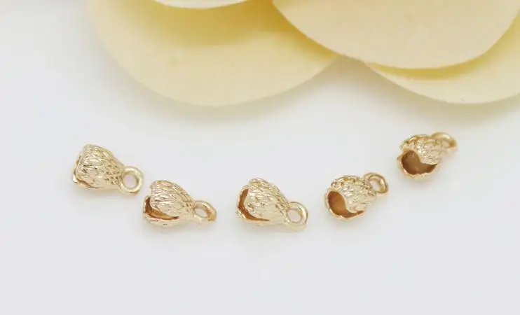 (3330)20PCS 4.3x7.5MM 24K Gold Color Plated Brass Thread Cord Wire Cover Clasps High Quality Diy Jewelry Findings Accessories