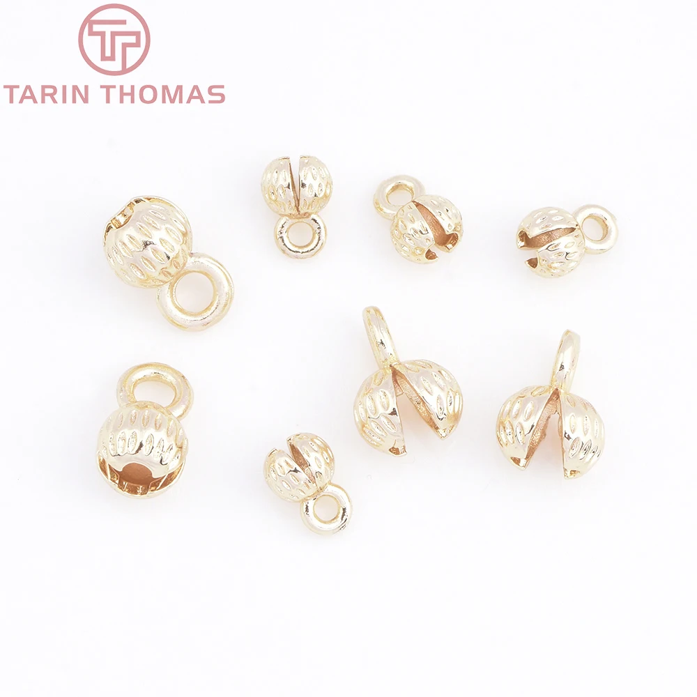 (3330)20PCS 4.3x7.5MM 24K Gold Color Plated Brass Thread Cord Wire Cover Clasps High Quality Diy Jewelry Findings Accessories