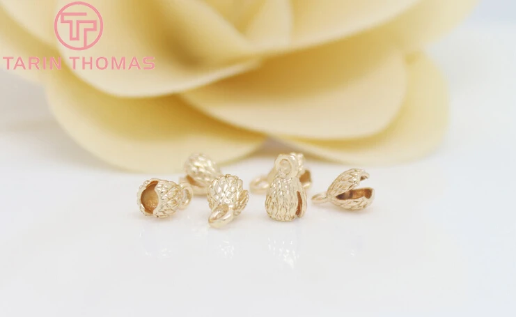 (3330)20PCS 4.3x7.5MM 24K Gold Color Plated Brass Thread Cord Wire Cover Clasps High Quality Diy Jewelry Findings Accessories