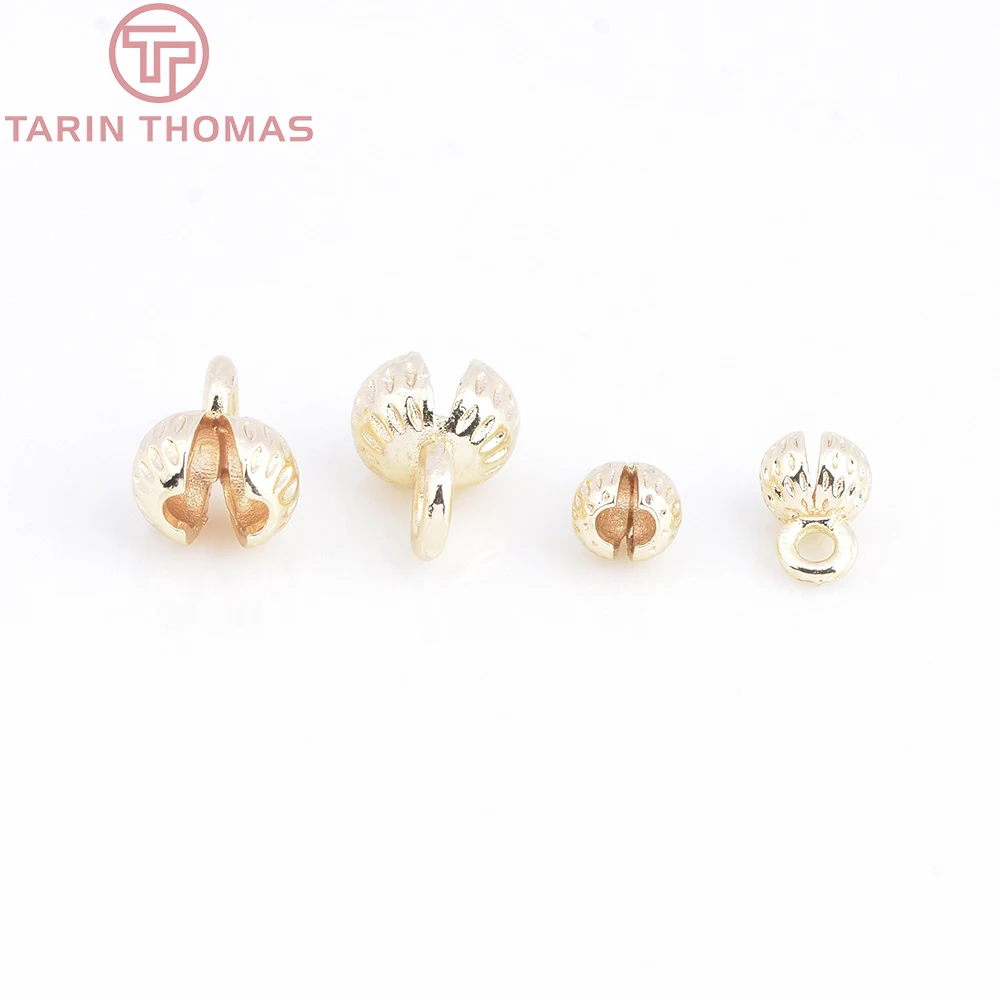 (3330)20PCS 4.3x7.5MM 24K Gold Color Plated Brass Thread Cord Wire Cover Clasps High Quality Diy Jewelry Findings Accessories