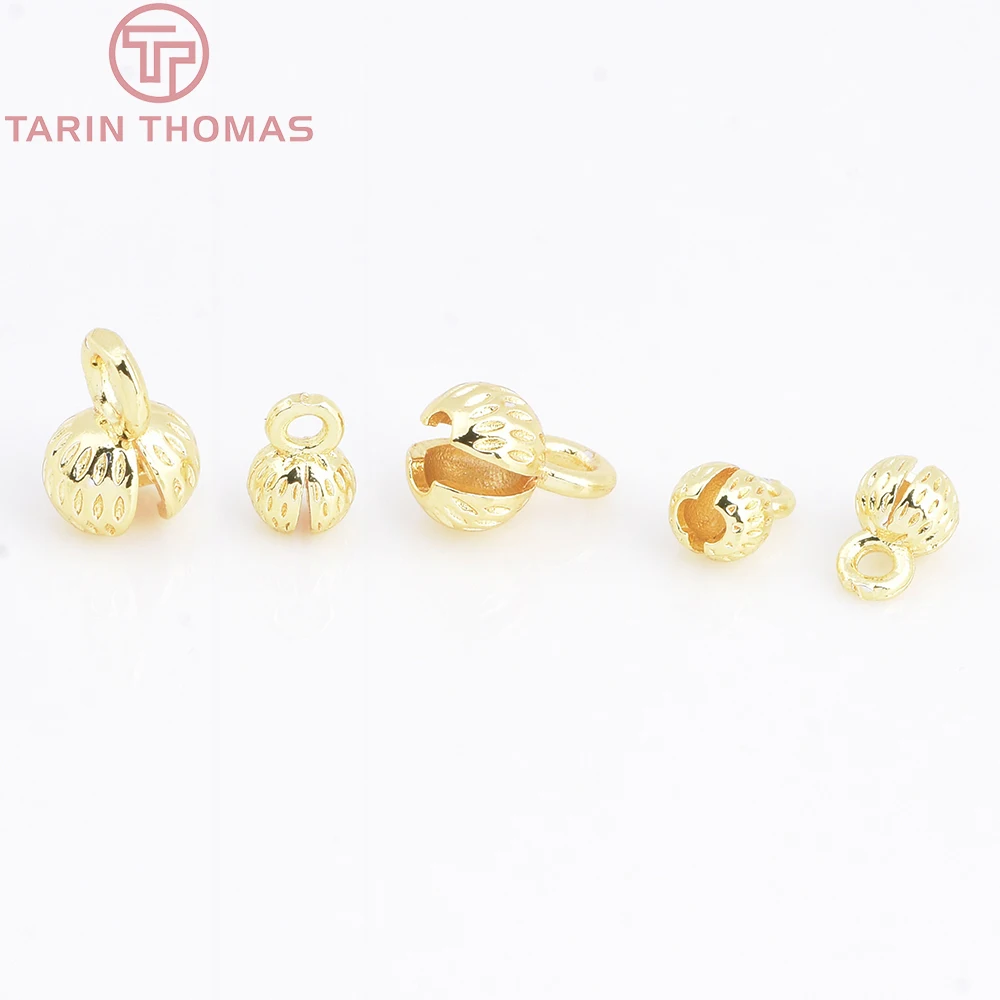 (3330)20PCS 4.3x7.5MM 24K Gold Color Plated Brass Thread Cord Wire Cover Clasps High Quality Diy Jewelry Findings Accessories