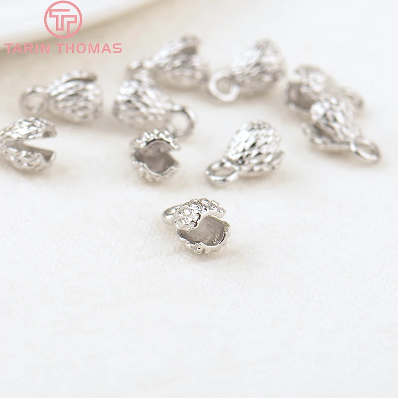 (3330)20PCS 4.3x7.5MM 24K Gold Color Plated Brass Thread Cord Wire Cover Clasps High Quality Diy Jewelry Findings Accessories