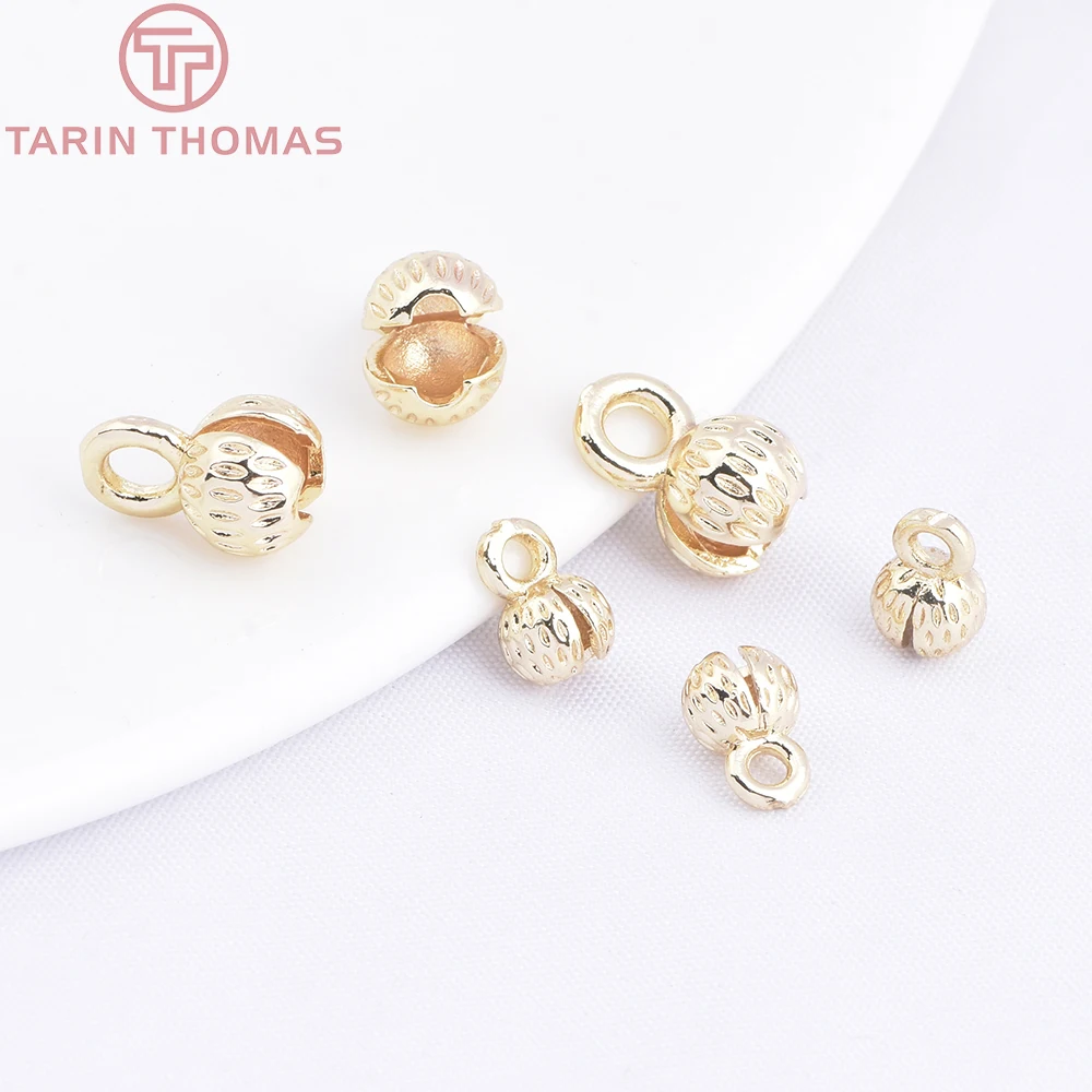 (3330)20PCS 4.3x7.5MM 24K Gold Color Plated Brass Thread Cord Wire Cover Clasps High Quality Diy Jewelry Findings Accessories