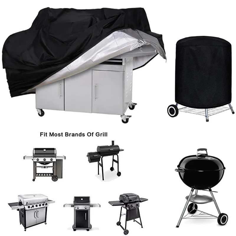 1PC 190T/210D BBQ Cover Anti-Dust Waterproof Weber Heavy Duty Charbroil Grill Cover Rain Protective Barbecue Cover Round