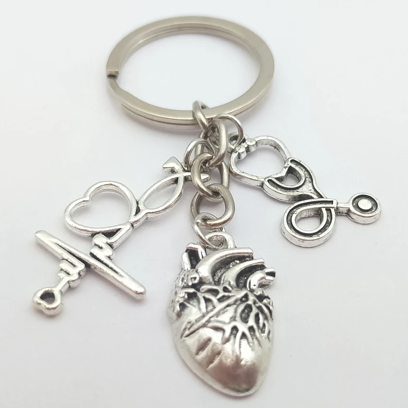 1 piece of heart charm keychain medical anatomical keychain heart keychain, used for doctors and nurses bag chain jewelry gift
