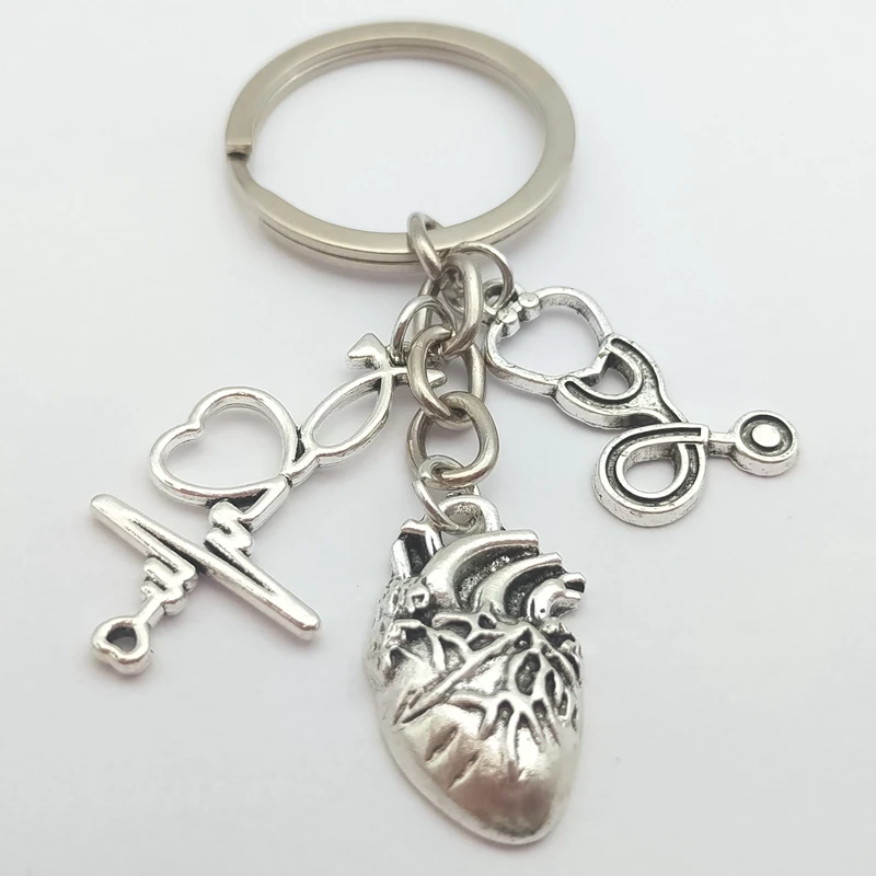 1 piece of heart charm keychain medical anatomical keychain heart keychain, used for doctors and nurses bag chain jewelry gift