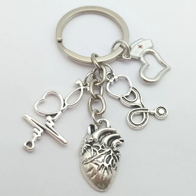 1 piece of heart charm keychain medical anatomical keychain heart keychain, used for doctors and nurses bag chain jewelry gift