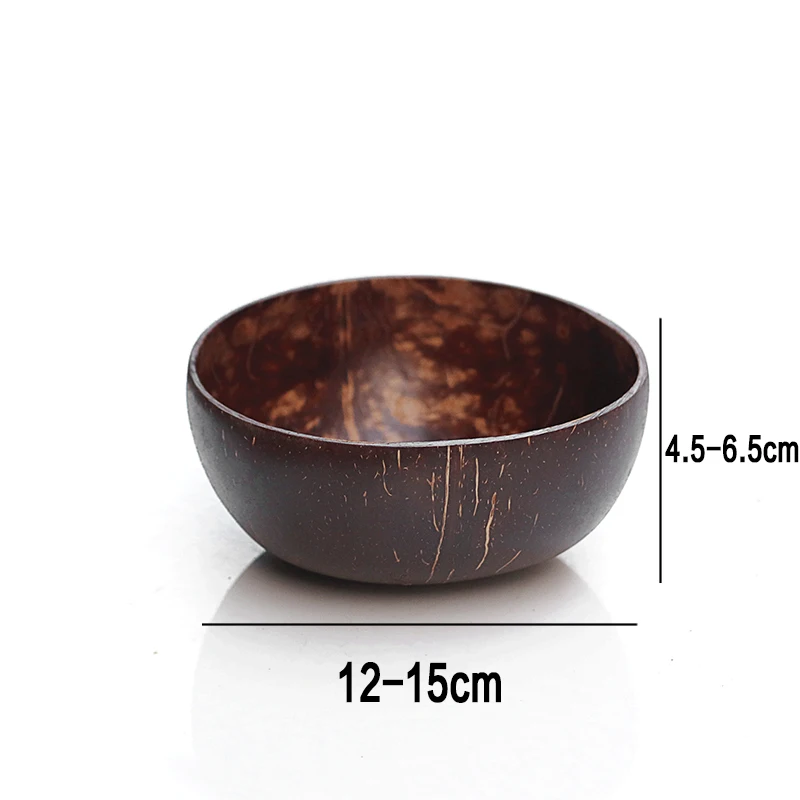 12-15cm Natural Coconut Bowl Set Wooden Salad Ramen Bowl Coconut Wood Spoon Set Coco Smoothie Kitchen Tableware Coconut Bowl