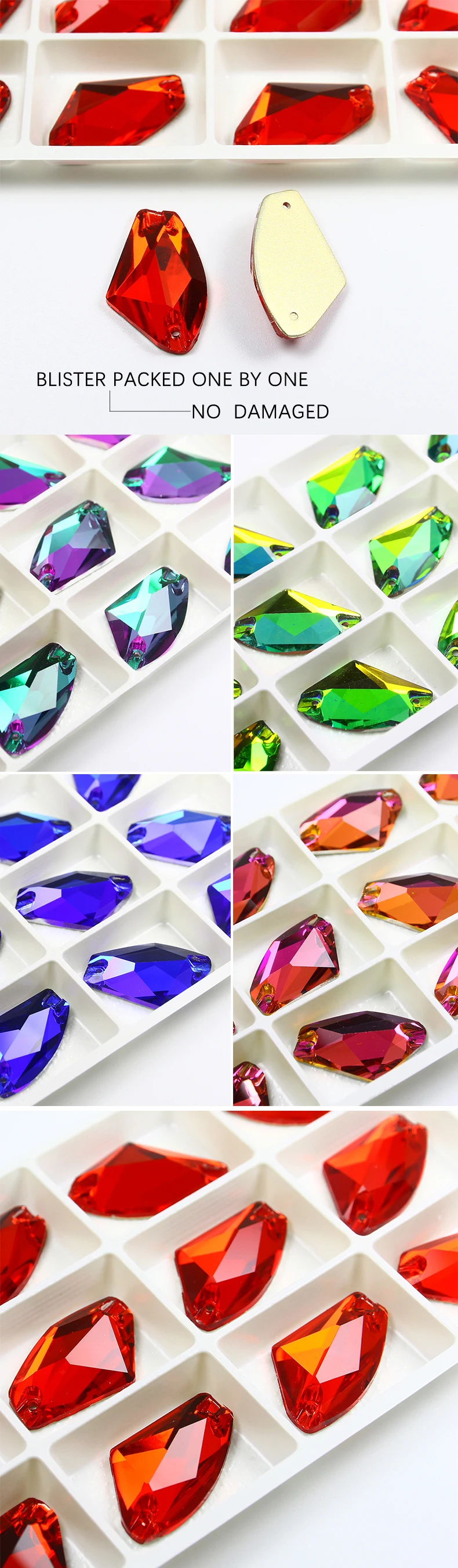 Sewing Accessories AB K5 Glass Sew On Rhinestone Glitter Galactic Rhinestones For Clothes Wedding Dress 14*9mm 19*12mm 27*16mm