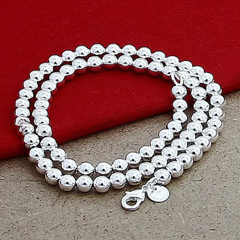 Aravant 925 Silver 4MM/6MM/8MM/10MM Bead Chain Necklace For Men Women Fashion Jewelry