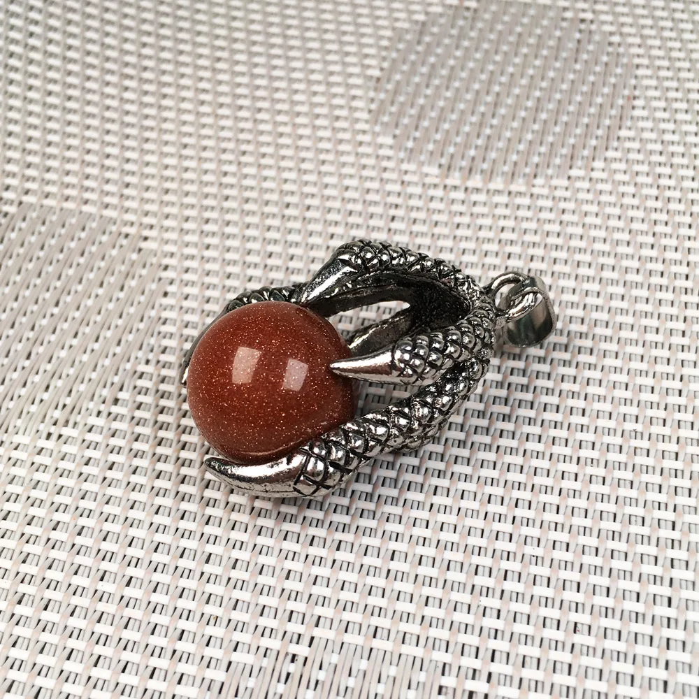 Natural Stones Pendant Creative Dragon Claw Hold Round Stone Beads Pendants for Jewelry Making DIY charm Necklaces Accessories