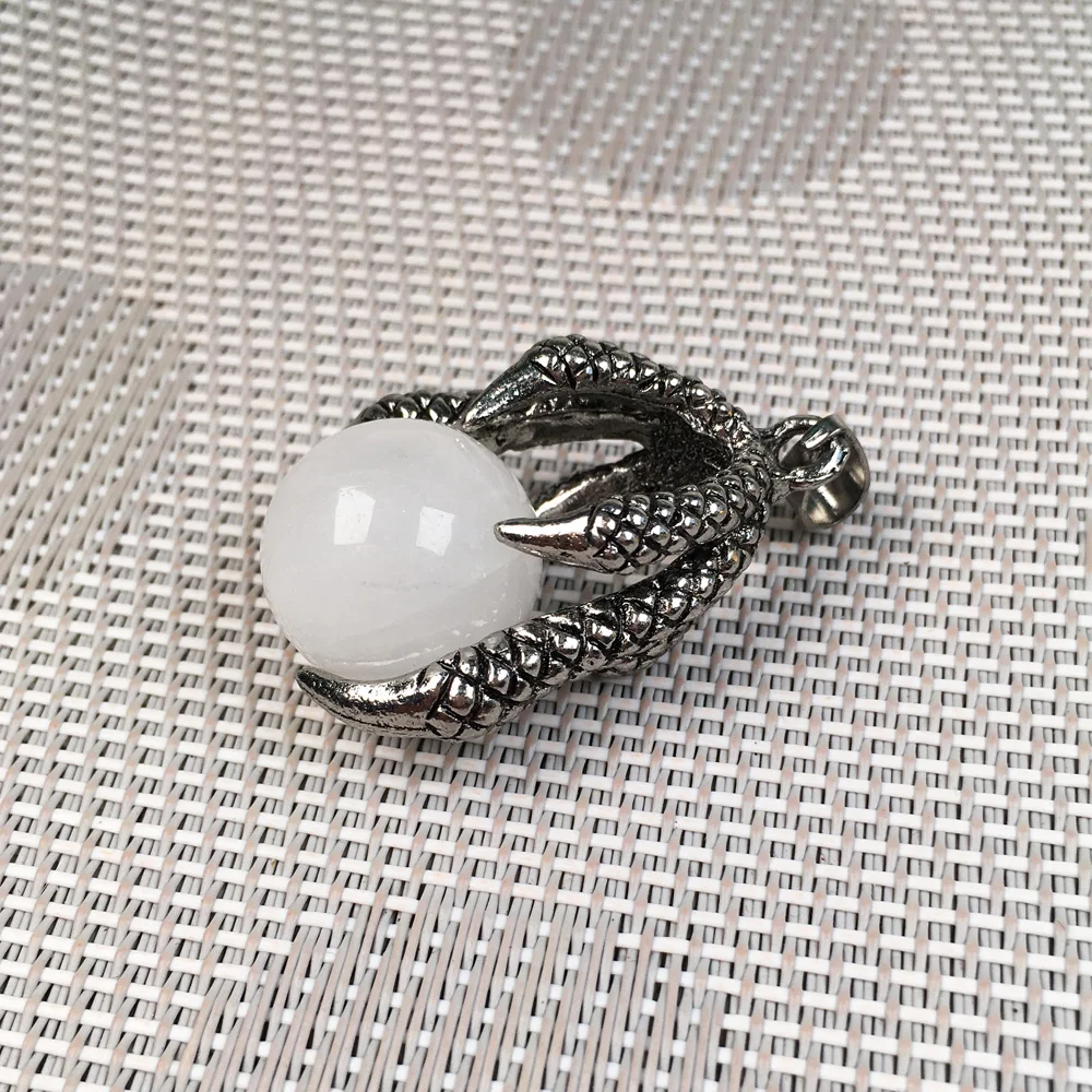 Natural Stones Pendant Creative Dragon Claw Hold Round Stone Beads Pendants for Jewelry Making DIY charm Necklaces Accessories