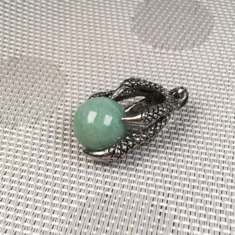 Natural Stones Pendant Creative Dragon Claw Hold Round Stone Beads Pendants for Jewelry Making DIY charm Necklaces Accessories
