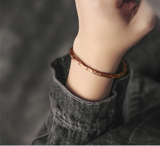 Handmade Hammered Copper Bracelet Men Women Vintage Viking Rustic Steampunk Retro Punk Handcuff Bangle Jewelry Handcuff