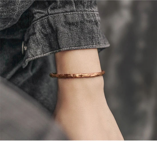 Handmade Hammered Copper Bracelet Men Women Vintage Viking Rustic Steampunk Retro Punk Handcuff Bangle Jewelry Handcuff