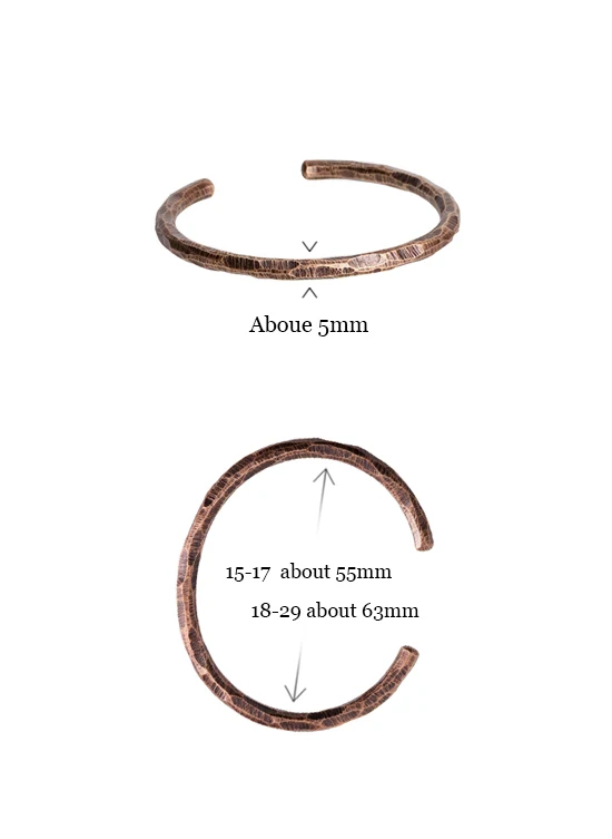 Handmade Hammered Copper Bracelet Men Women Vintage Viking Rustic Steampunk Retro Punk Handcuff Bangle Jewelry Handcuff