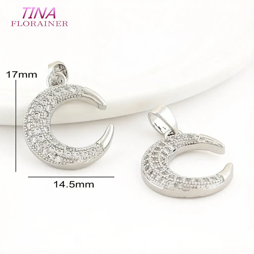 Gold Color Plated Brass and Zircon Moon charm pendant European fashion handmade beaded necklace pendant accessories