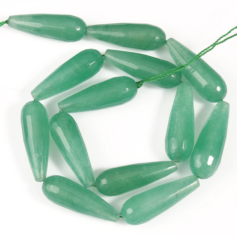 10*30mm Water Drop Angelite Jades Stone Beads Natural Faceted Loose Spacer Beads for Jewelry Making DIY Bracelet Accessories