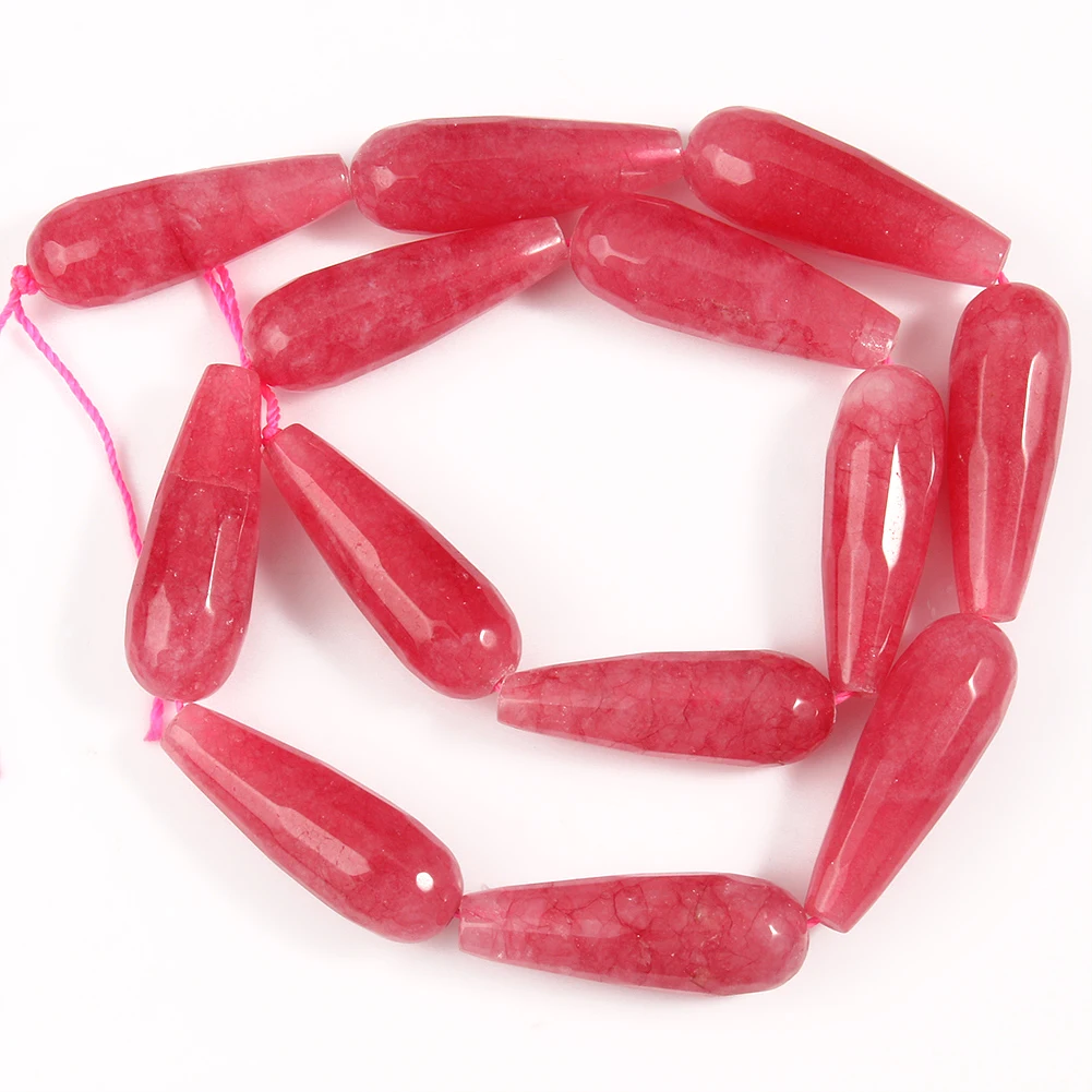 10*30mm Water Drop Angelite Jades Stone Beads Natural Faceted Loose Spacer Beads for Jewelry Making DIY Bracelet Accessories