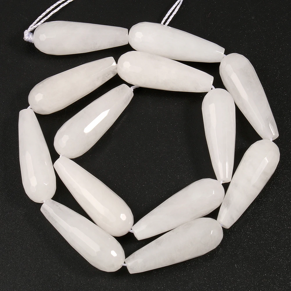 10*30mm Water Drop Angelite Jades Stone Beads Natural Faceted Loose Spacer Beads for Jewelry Making DIY Bracelet Accessories