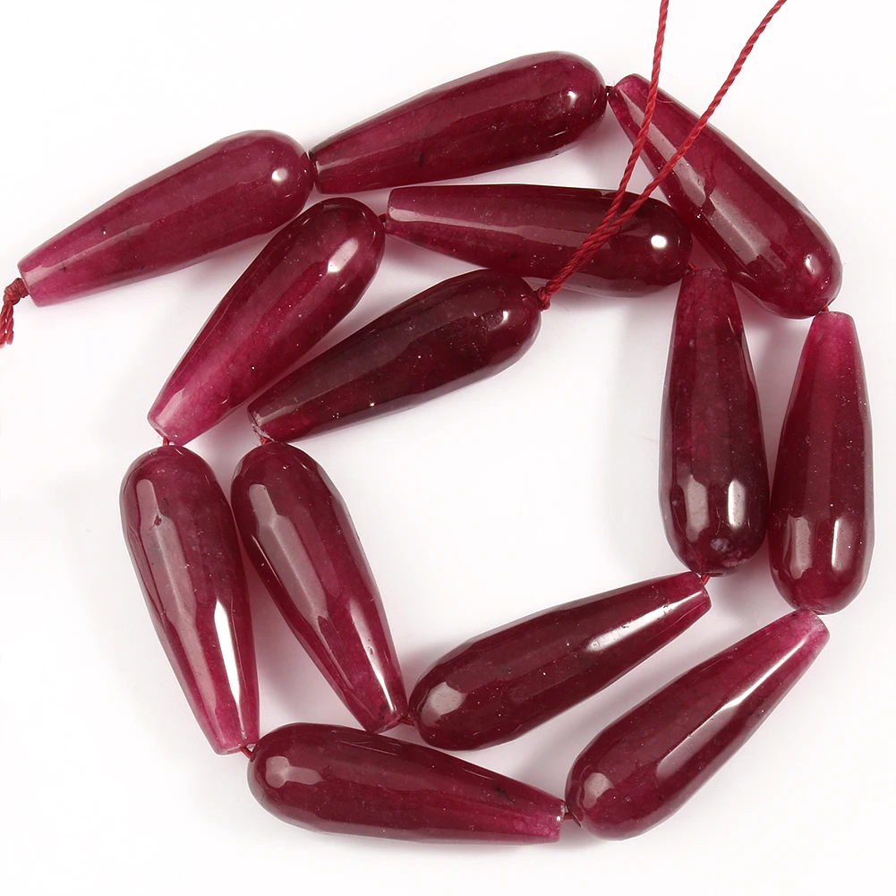 10*30mm Water Drop Angelite Jades Stone Beads Natural Faceted Loose Spacer Beads for Jewelry Making DIY Bracelet Accessories