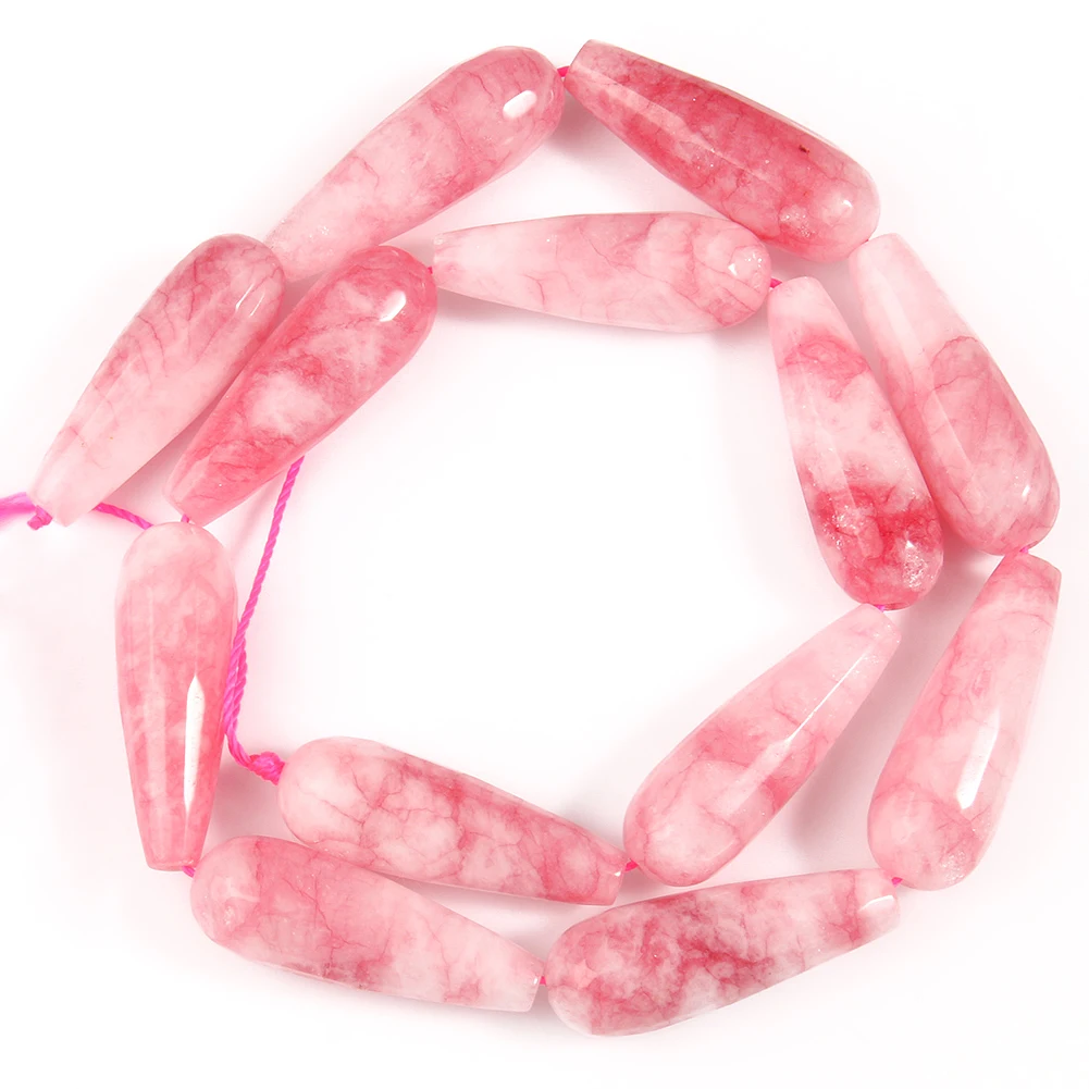 10*30mm Water Drop Angelite Jades Stone Beads Natural Faceted Loose Spacer Beads for Jewelry Making DIY Bracelet Accessories