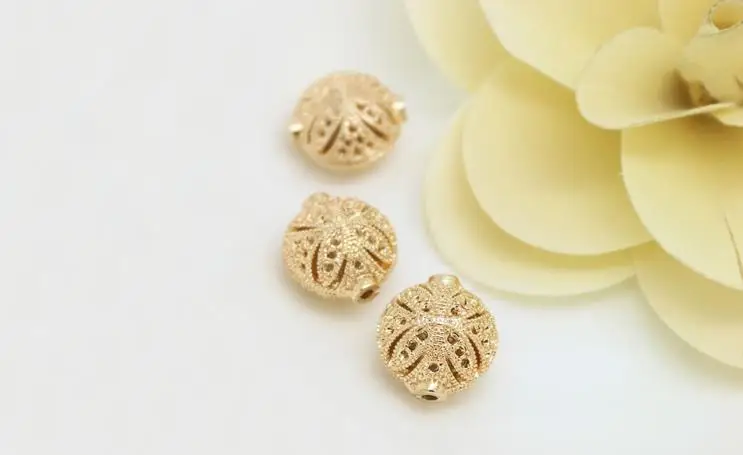 (2890)4PCS 14x15MM 24K Gold Color Plated Brass Oval Spacer Beads Bracelet Beads High Quality Diy Jewelry Accessories