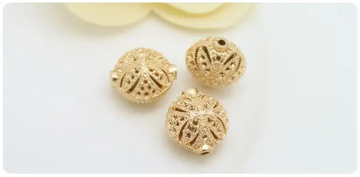 (2890)4PCS 14x15MM 24K Gold Color Plated Brass Oval Spacer Beads Bracelet Beads High Quality Diy Jewelry Accessories