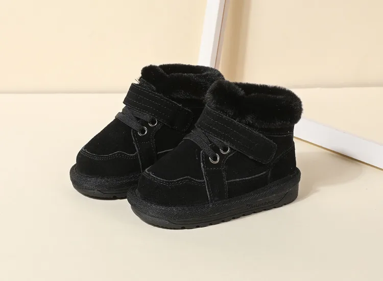 New Winter Baby Snow Boots Unisex Leather Cute Boys Girls Shoes Warm Cotton Kids Sneakers Soft Bottom Toddler Baby Shoes