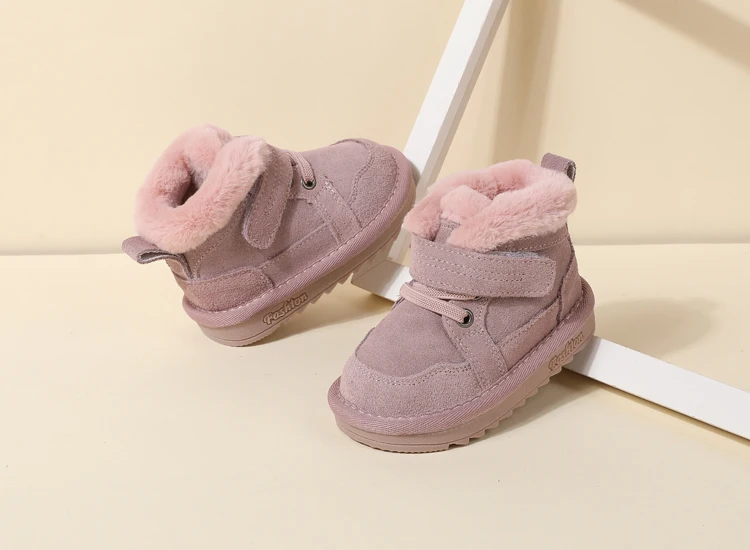 New Winter Baby Snow Boots Unisex Leather Cute Boys Girls Shoes Warm Cotton Kids Sneakers Soft Bottom Toddler Baby Shoes